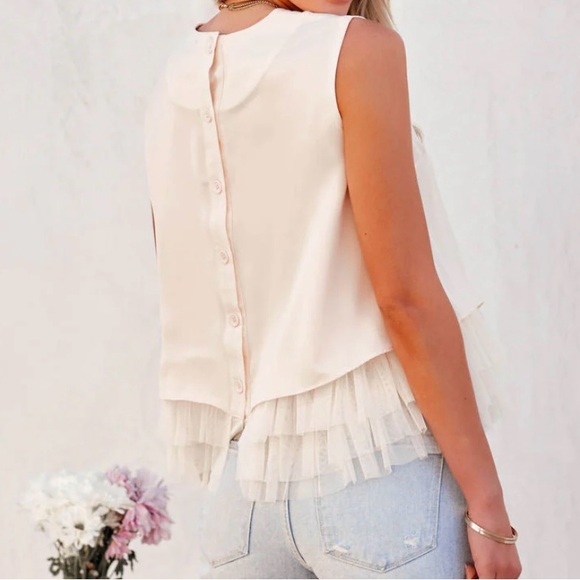 Tiered Tulle Cropped Tank - Picture 2 of 5